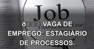 👉 VAGA DE EMPREGO: ESTAGIÁRIO DE PROCESSOS.