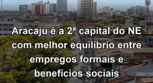 Aracaju é a 2ª capital do NE com melhor equilíbrio entre empregos formais e benefícios sociais