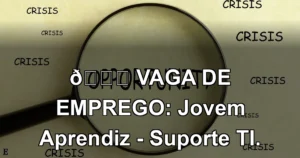 👉 VAGA DE EMPREGO: Jovem Aprendiz - Suporte TI.
