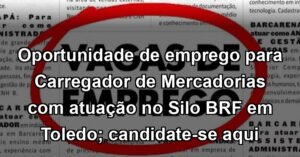 Oportunidade de emprego para Carregador de Mercadorias com atuação no Silo BRF em Toledo; candidate-se aqui