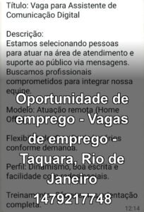 Oportunidade de emprego - Vagas de emprego - Taquara, Rio de Janeiro 1479217748