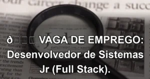 👉 VAGA DE EMPREGO: Desenvolvedor de Sistemas Jr (Full Stack).